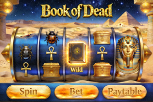 Giao diện game slot Book of Dead với chủ đề Ai Cập huyền bí