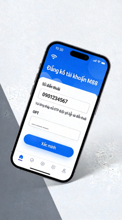 Hình ảnh minh họa màn hình điện thoại nhập mã OTP xác minh số điện thoại khi đăng ký M88