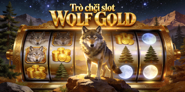 Trò chơi slot Wolf Gold với hình ảnh chó sói và thiên nhiên hoang dã